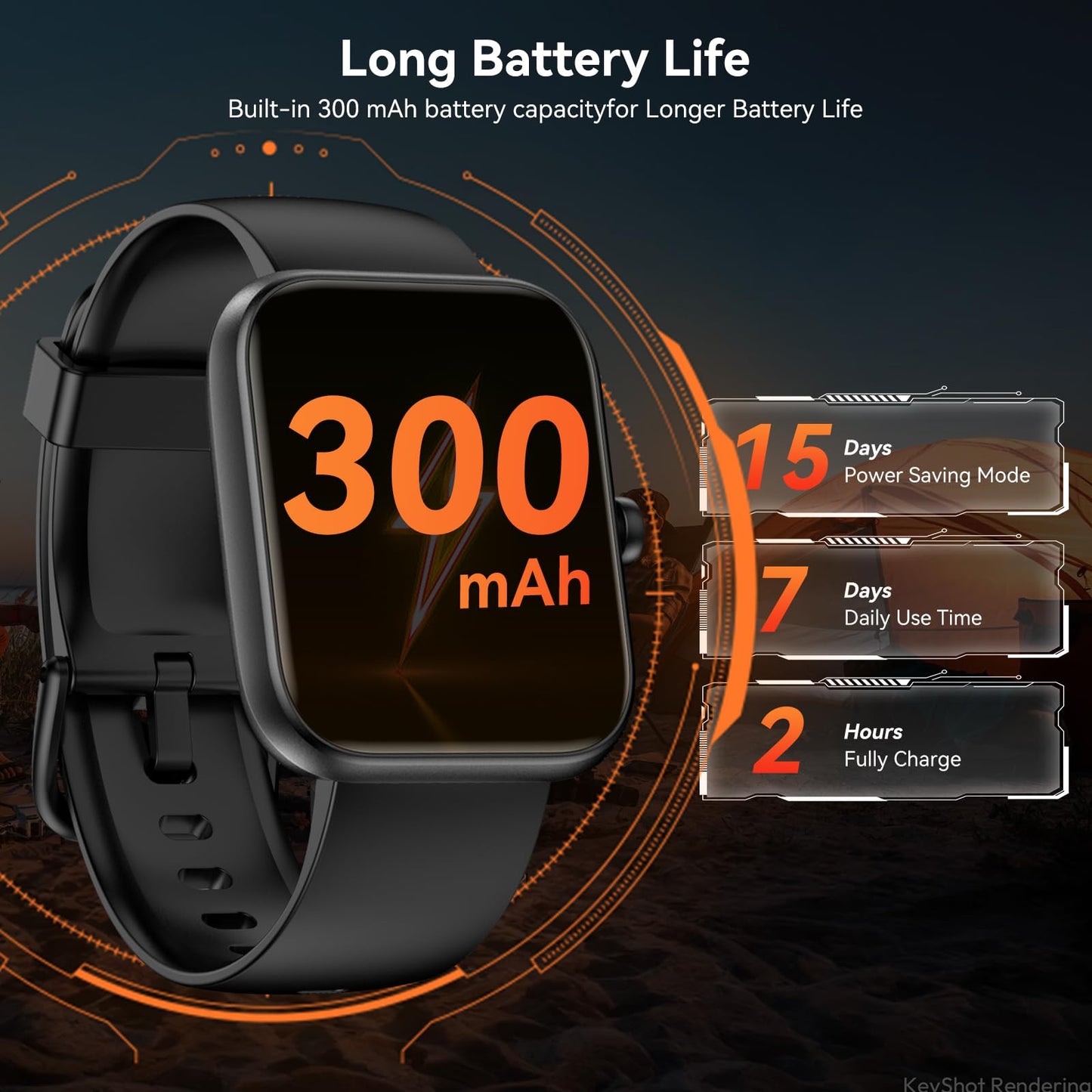 ‌Smart Watch with Alexa Built-in, 1.83" HD Touchscreen, Bluetooth Calling, Fitness Tracker, Running Coach, Sleep Coaching, 120+ Sport Modes, IP68 Waterproof, Heart Rate for iPhone Android (Black)