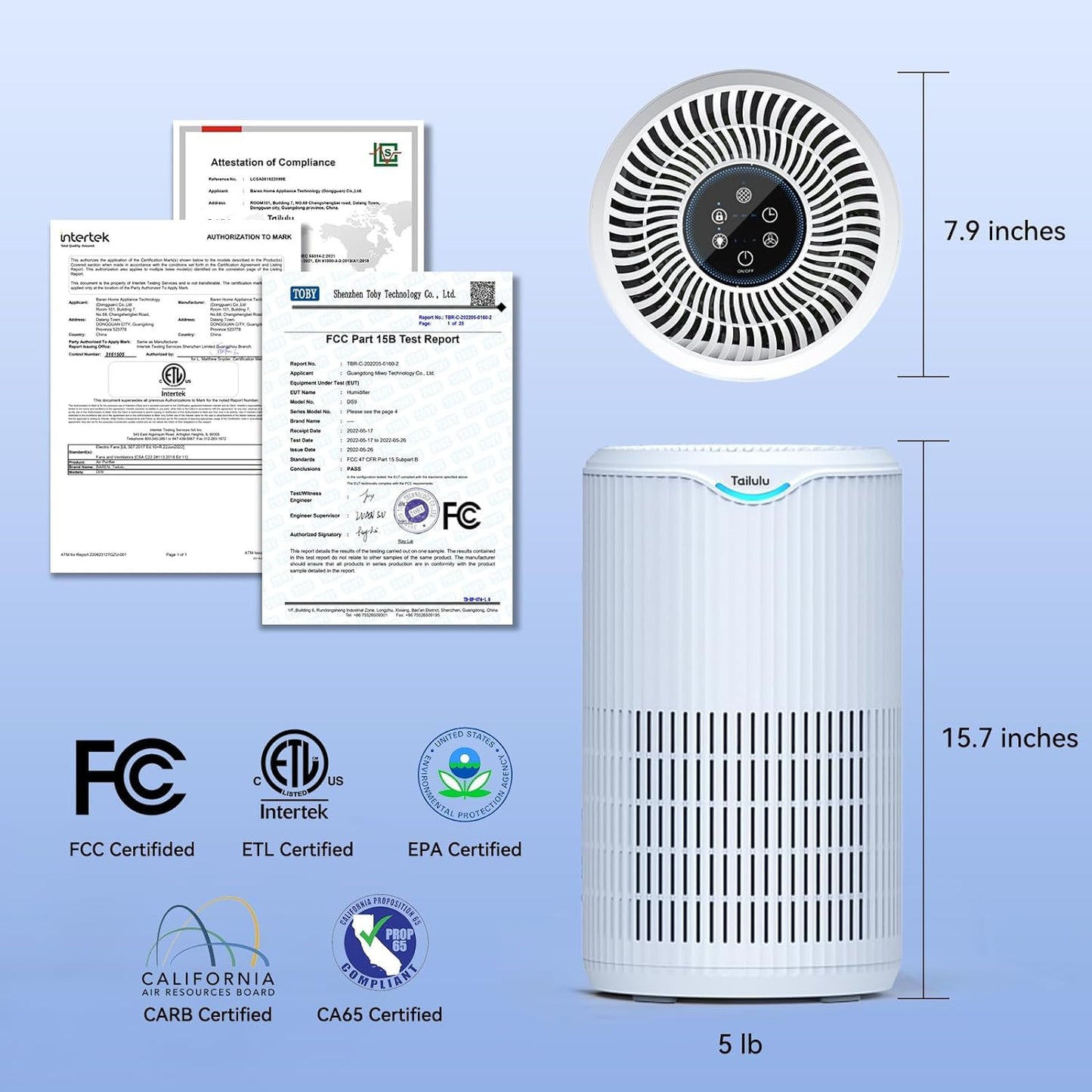 Air Purifiers for Home Large Room Up to 1680 Ft², Tailulu H13 HEPA Air Filter Cleaner, 360° Air Intake & Outlet,Smoke Dust Pollen,15dB Sleep Mode Air Purifiers for Bedroom Living Room, Kitchen, Office