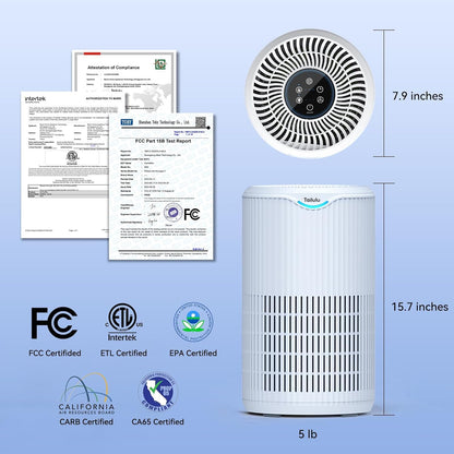 Air Purifiers for Home Large Room Up to 1680 Ft², Tailulu H13 HEPA Air Filter Cleaner, 360° Air Intake & Outlet,Smoke Dust Pollen,15dB Sleep Mode Air Purifiers for Bedroom Living Room, Kitchen, Office