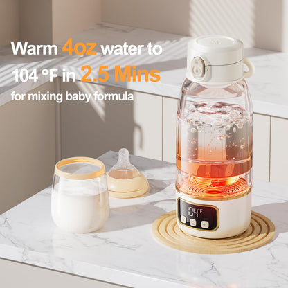 EDENPEER Portable Milk Warmer for Travel, Cordless Bottle Warmer,Instant Breastmilk, Formula, Water, Milk Warmer with 17 Ounces Big Capacity& Extended Battery Life, Super Fast Charging