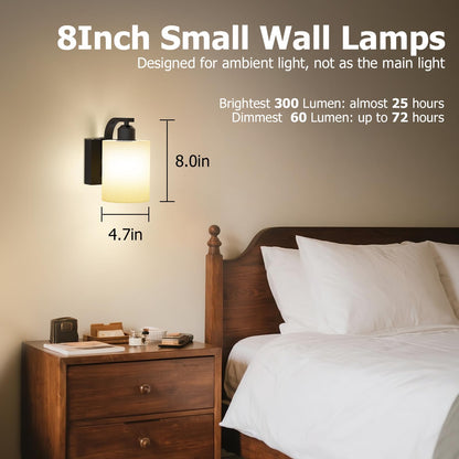 iThird Wall Sconce Battery Operated Set of 2, 6000mAh Rechargeable Wall Lights with Touch Control and Remote Control, Wireless Wall Lamps for Bedroom, Black Sconces Wall Decor for Living Room Hallway