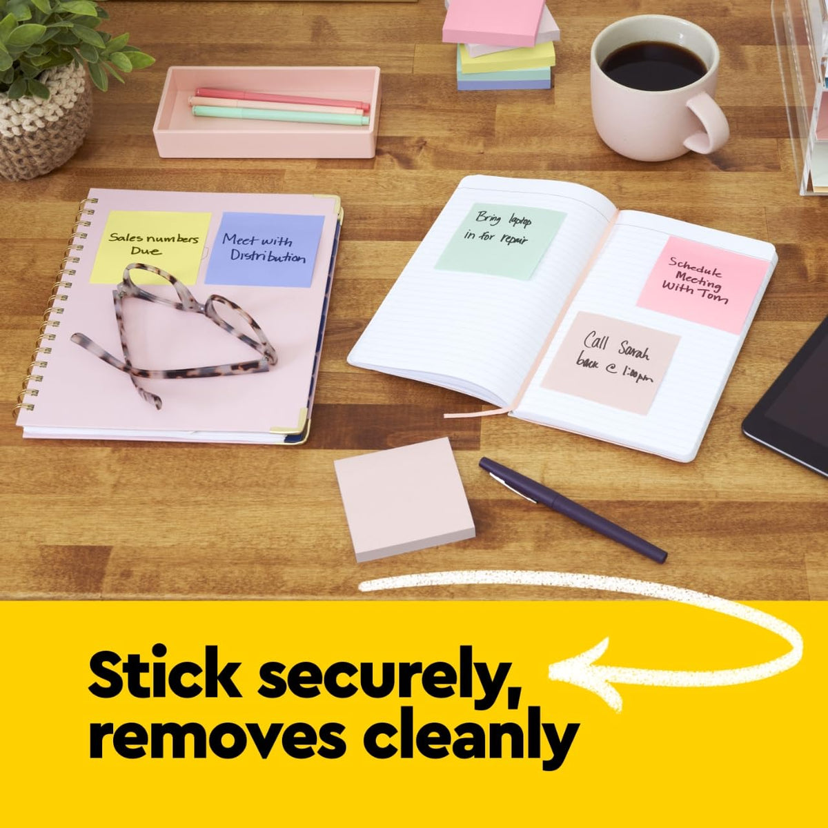 Post-it Notes, 3 in x 3 in, 18 Sticky Notes Pads, 100 Sheets per Pad, The Iconic Canary Yellow Note, New Year Organization or Second Semester School Supplies