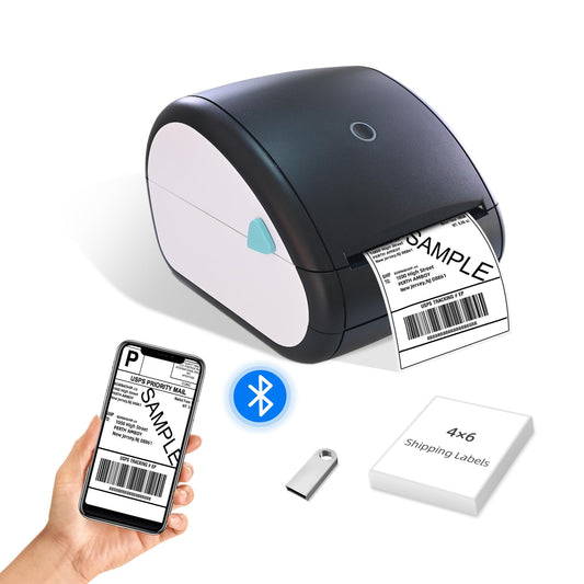 BORN4SHIP Thermal Label Printer 4x6, Bluetooth Shipping Label Printer for Small Businesses, with Built-in Paper Holder, Compatible with Amazon Shopify USPS