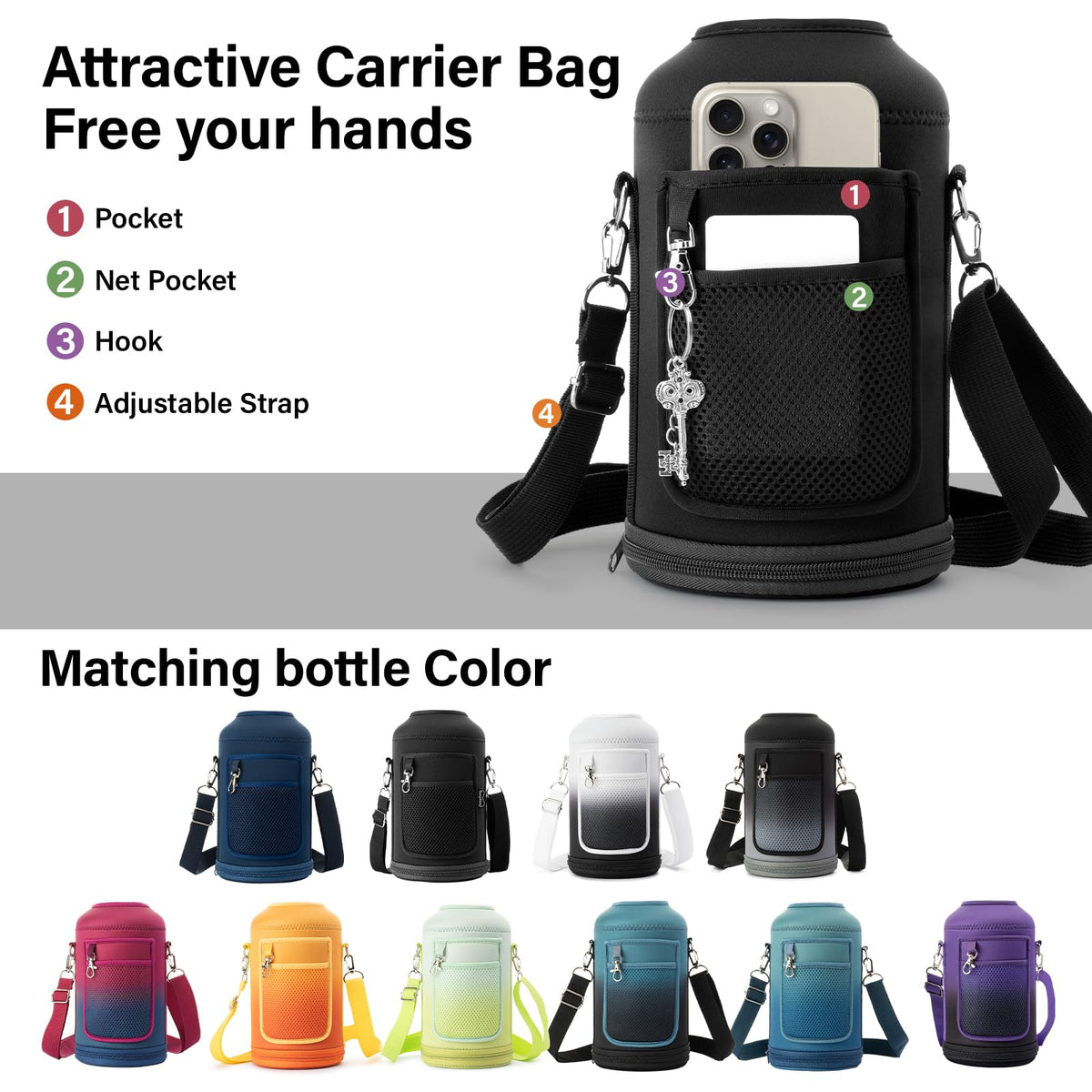 DYSANKY 1 Gallon Water Bottle Insulated | Thickened Stainless Steel Vacuum Metal Water Jug | Portable Sports Large Thermos for Gym and Hiking with Straw, Carrier Bag, Handle Strap | BPA-Free 128 oz