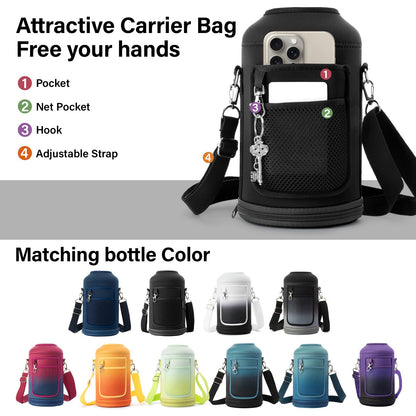 DYSANKY 1 Gallon Water Bottle Insulated | Thickened Stainless Steel Vacuum Metal Water Jug | Portable Sports Large Thermos for Gym and Hiking with Straw, Carrier Bag, Handle Strap | BPA-Free 128 oz