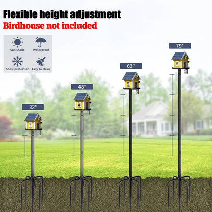 Gtongoko Smart Bird Feeder Pole 79 Inch Bluebird House Pole for Outdoors Weather Station Heavy Duty Metal Mounting Kit Adjustable Bird Feeder Stand Black