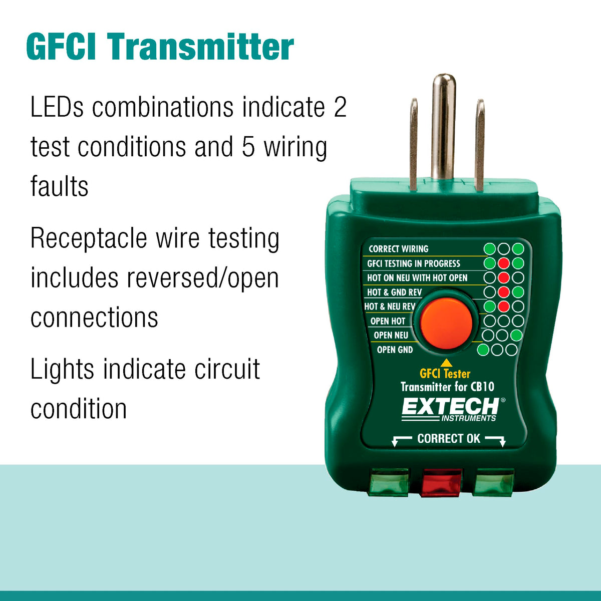 Extech CB10 Circuit Breaker Finder, Locates fuses/Breakers, Tests receptacles and GFCI Circuits