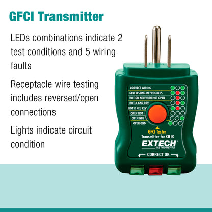 Extech CB10 Circuit Breaker Finder, Locates fuses/Breakers, Tests receptacles and GFCI Circuits