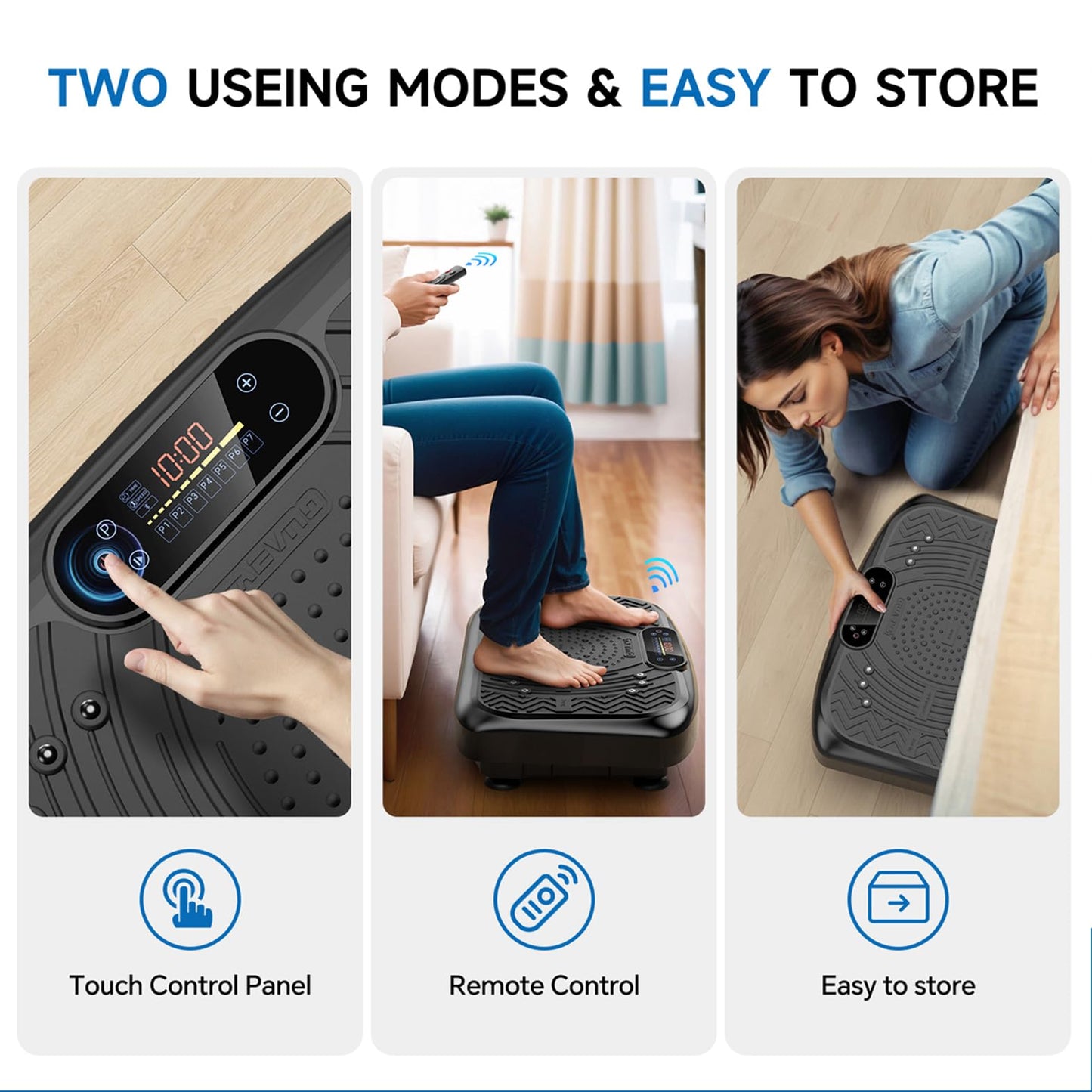 Vibration Plate Exercise Machine Weight Loss, Full Body Workout Vibration Plate Lymphatic Drainage, 199 Adjustable Speeds Power Shaping Vibrating Plate 450 Lbs Capacity Fitness Platform Black