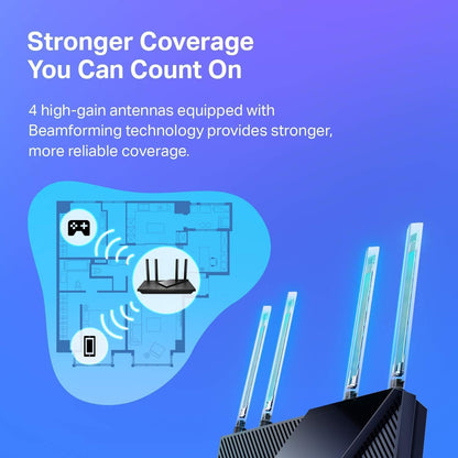 TP-Link AX1800 WiFi 6 Router V4 (Archer AX21) – Dual Band Wireless Internet, Gigabit, Easy Mesh, Works with Alexa - A Certified for Humans Device