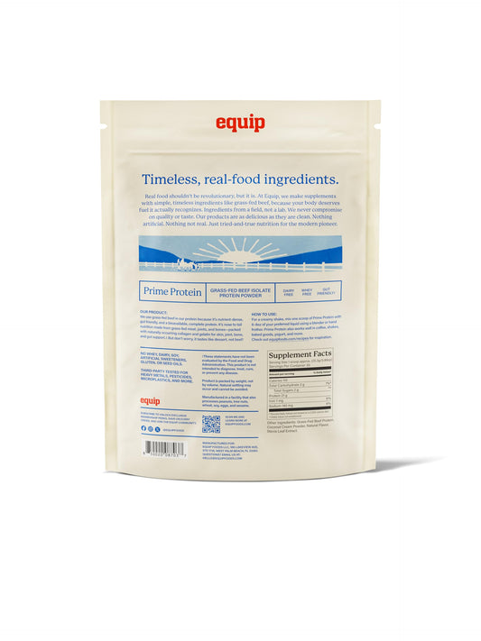 Equip Foods Prime Protein Powder | Clean, Grass Fed Beef Protein Powder | Carnivore Protein Isolate | Paleo, Keto Friendly | Gluten & Dairy Free | Helps Build & Repair Tissue | 30 Servings, Vanilla