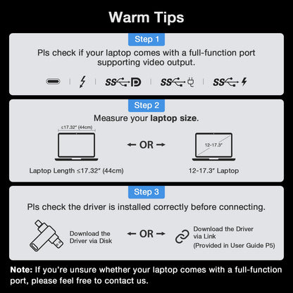 KYY 15.6" Laptop Screen Extender, 1080P FHD IPS Portable Monitor, One Cable USB-C Triple Monitor, Dual Travel Screen for 12"-17'' Laptops, 360° Rotation & Kickstand，X90D (Driver Need)