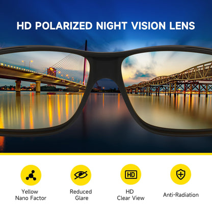 Reglaaly Night Vision Glasses for Men - Drive Bright Anti-glare Polarized Night Driving Glasses for Women Men