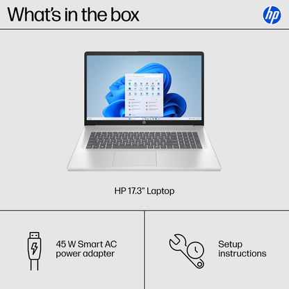 HP 17.3 inch Laptop, FHD Display, Intel Core i5-1334U, 16 GB RAM, 512 GB SSD, Intel Iris Xe Graphics, Windows 11 Home, Natural Silver, 17-cn3399nr