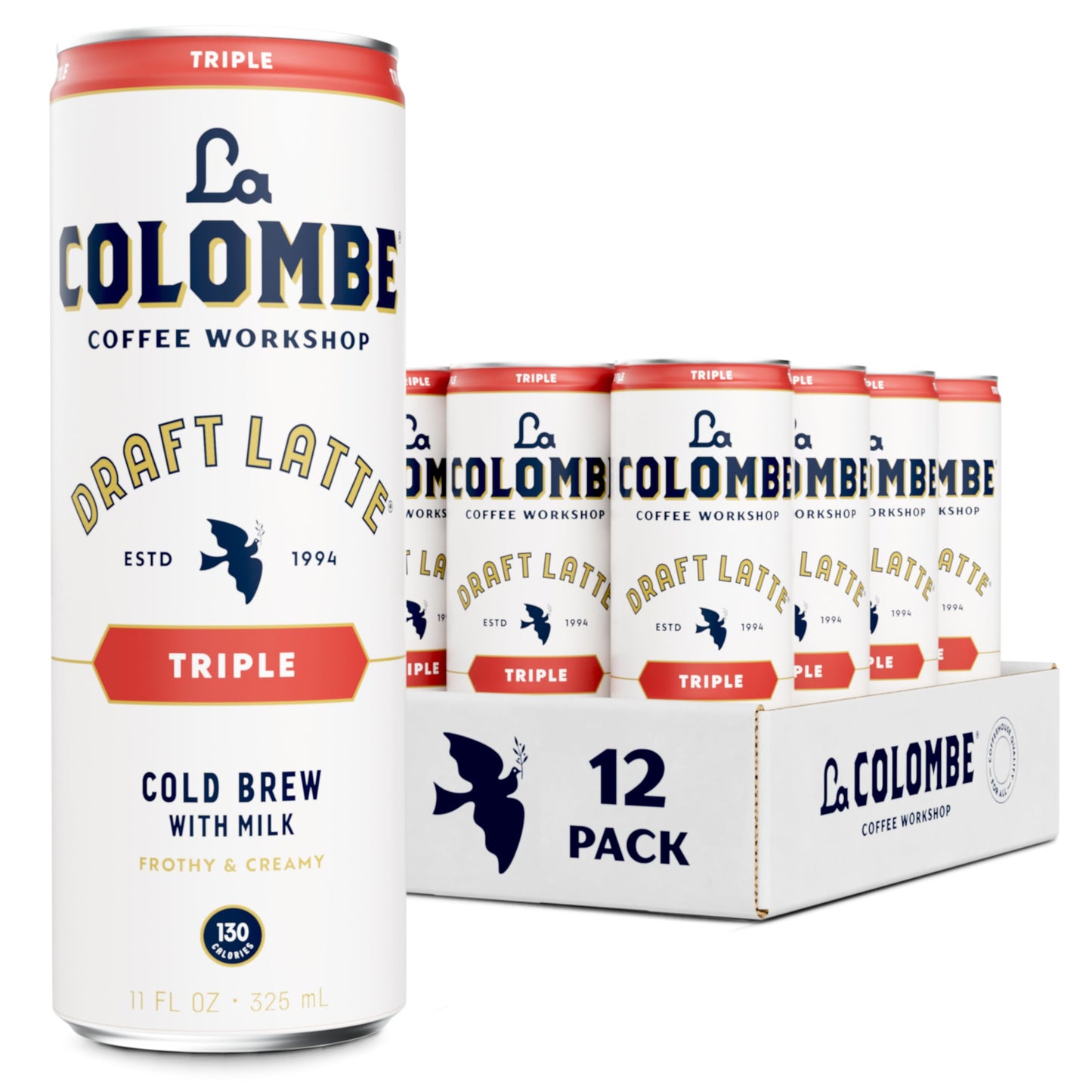 La Colombe Coffee, Triple Draft Latte, 11 fl oz Cans (Pack of 12), Coffeehouse Quality Cold Brew, Specialty Grade Coffee Beans, Ready-to-Drink On-the-Go
