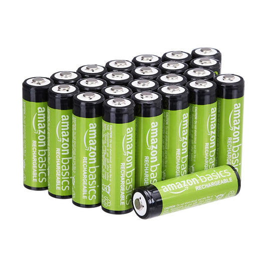 Amazon Basics Rechargeable AA Batteries, 24-Count, 2000 mAh, NiMH, Recharge up to 1000x Times, Pre-Charged