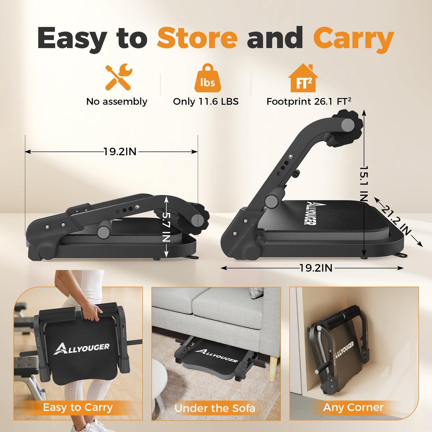 Ab Machine,Sit Up Exercise Equipment& Core Machine, Workout Equipment,Adjustable Ab Trainer with 3 Resistance Levels and Removable Auxiliary Handle,Home Gym Fitness Equipment for All Ages Grey