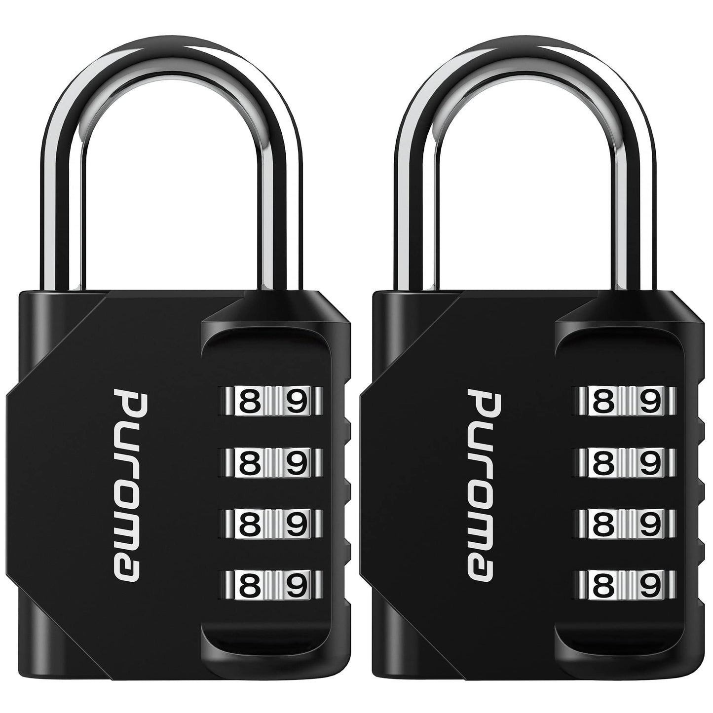 Puroma 2 Pack Combination Lock for Locker 4 Digit Outdoor Waterproof Padlock for School, Gym, Sports, Fence, Toolbox, Gate, Case, Outdoor, Hasp Storage (Black)