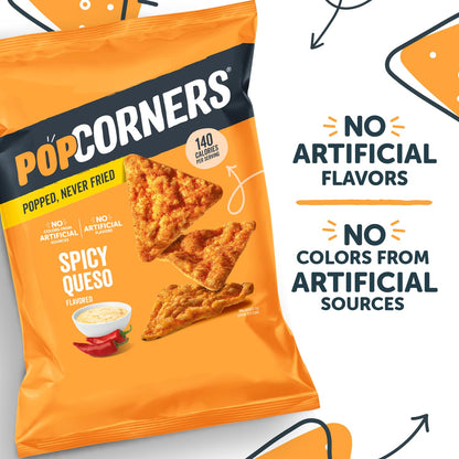 PopCorners Popped Corn Snacks, Spicy Queso, 1 Ounce Bags (Contains 20 Packets) Packaging May Vary