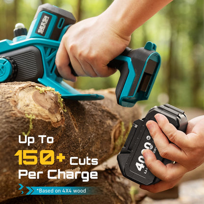 SEESII 8-Inch Cordless Mini Chainsaw, 2026 Upgraded Brushless Motor, Electric Chainsaw with 2×4000mAh Batteries, Tool-Free Chain Tension & Auto-Oiler, Handheld Tree Saw for Efficient Cutting