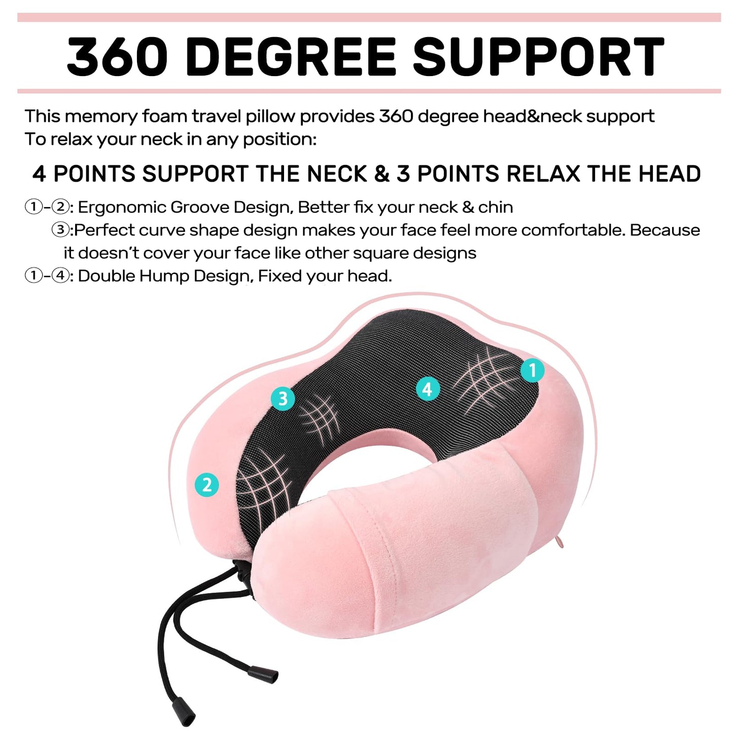 urnexttour Neck Pillow Airplane-2 Pack Memory Foam Travel Pillow, Soft Support Travel Neck Pillow for Travelling, Sleeping Rest, Car, Train and Home Use (Grey&Pink)