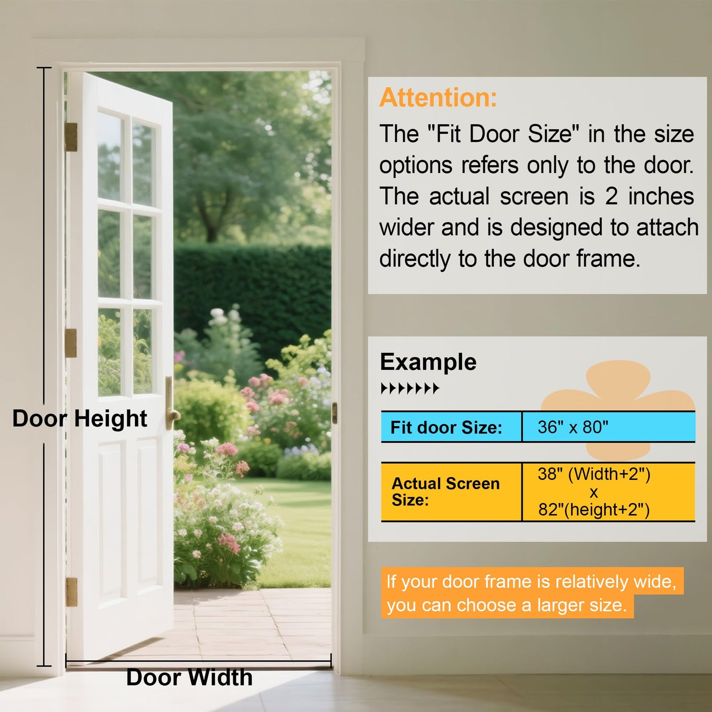 METAONLY Magnetic Screen Door Mesh 38" x 82" - Fits 36" x 80" Door Size, Works for Patio, Sliding Door, Keeps Bug Mosquito Out, Fresh Air Flow, Black