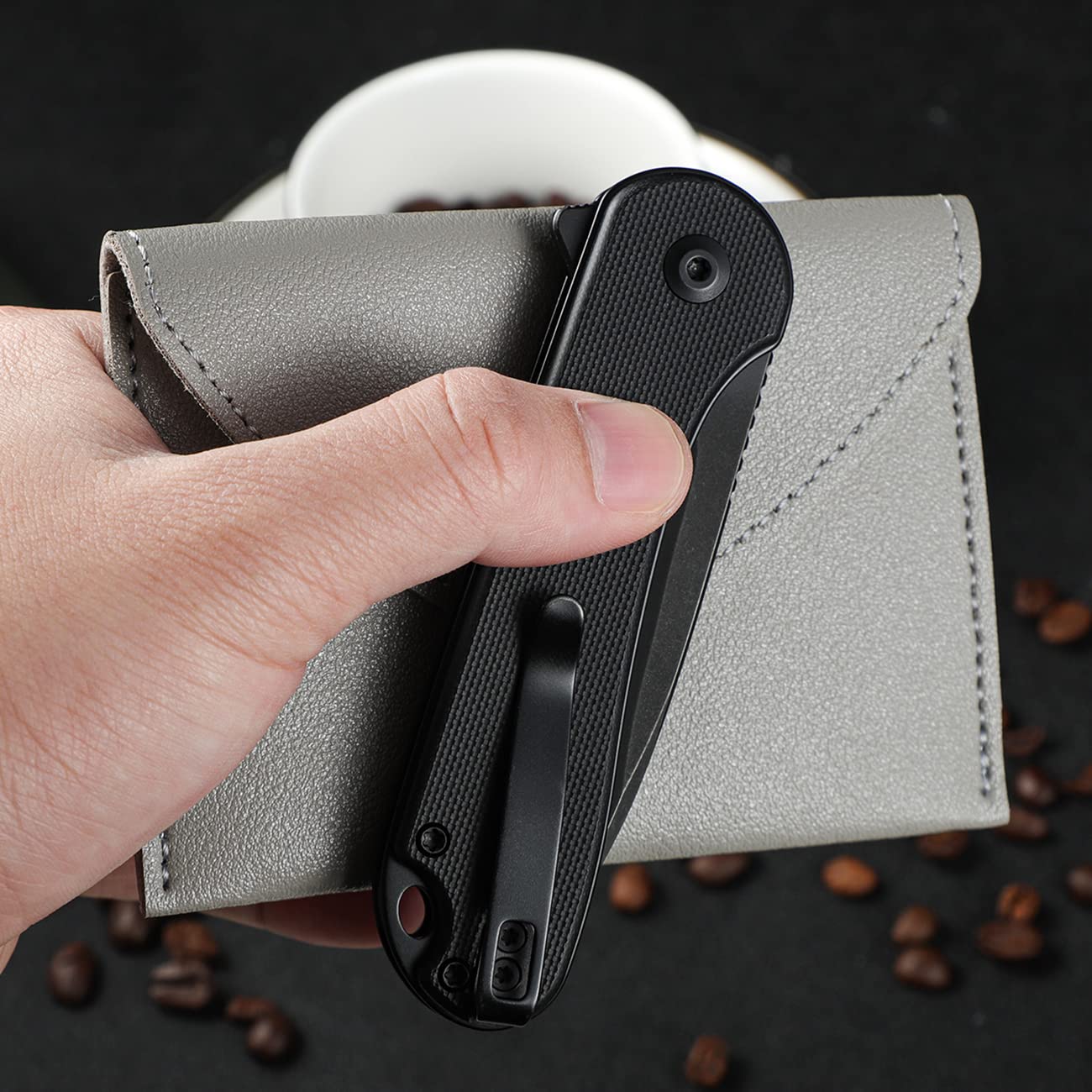 CIVIVI Elementum II Pocket Folding Knife, 2.96" Nitro-V Steel Blade G10 Handle Utility Knife with Deep Carry Pocket Clip for Camping Hiking Hunting C18062P-1