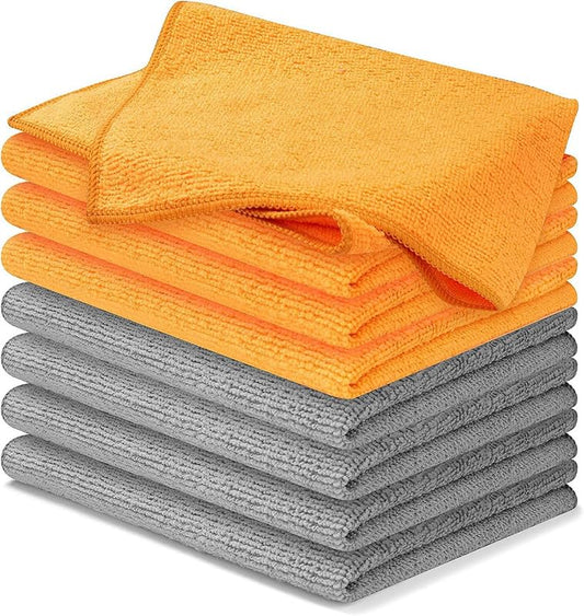 USANOOKS Microfiber Cleaning Cloth - 8 Pcs 12"x11" - High Performance - 1200 Washes, Ultra Absorbent Towels Weave Grime & Liquid for Streak-Free Mirror (Pack of 8)