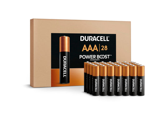 Duracell Coppertop AAA Batteries with Power Boost Ingredients, 28 Count (Pack of 1). Re-closable pack for quick, easy access and organized storage. Triple A Battery with Long-lasting Power