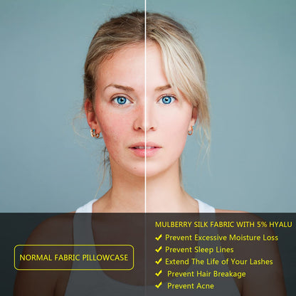 Silk Pillow Cases 2 Pack, Mulberry Silk Pillowcases Standard Set of 2, Soft, Smooth, Anti Acne, Beauty Sleep, Both Sides Natural Silk Satin Pillow Cases for Women 2 Pack with Zipper for Gift, Ash Blue