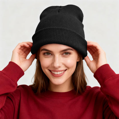 ZOORON Beanie for Men Women Warm Winter Hats Acrylic Knit Cuffed Beanie Cap Unisex Black