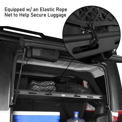 Hooke Road Rear Trunk Cargo Rack Basket Tray for 2007-2025 Jeep Wrangler JK JL 4-Door Hardtops, Sturdy Steel Shelf for Camping Trip Gear