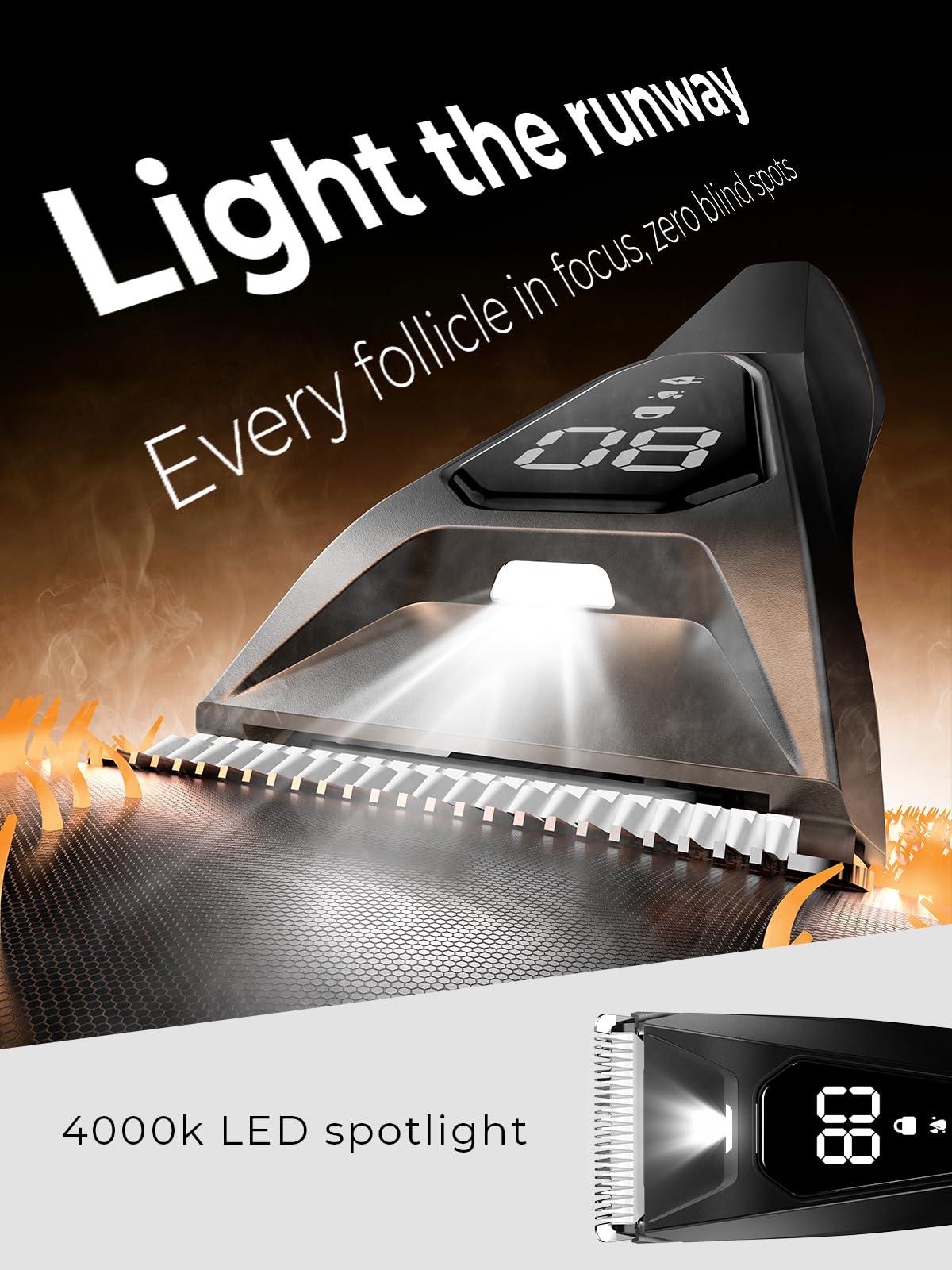 Lijecozy Body Hair Trimmer for Men: Pubic Hair Trimmer with Wireless Charging & 4000K LED Display, Waterproof Wet Dry Body Groomer for Face Legs, 90Min, Ceramic Blade