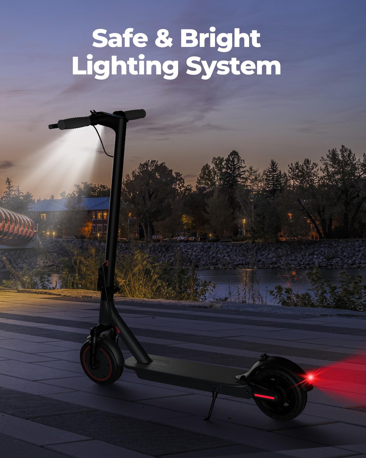 VOLPAM Electric Scooter, 350W/500W, 8.5"/10" Tires, 12/21/28 Miles Range, 16/19/22Mph, Folding E-Scooter with Dual Braking (8.5''-23Miles-Dual Suspension)