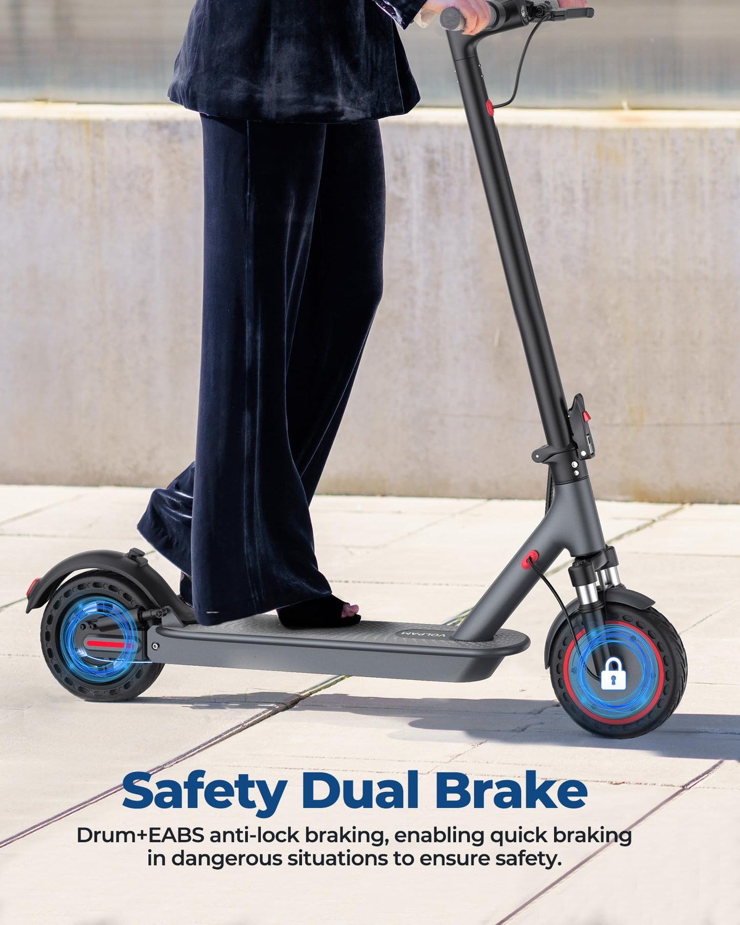 VOLPAM Electric Scooter, 350W/500W, 8.5"/10" Tires, 12/21/28 Miles Range, 16/19/22Mph, Folding E-Scooter with Dual Braking (8.5''-23Miles-Dual Suspension)