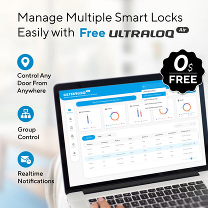 ULTRALOQ Bolt Fingerprint Smart Lock with Door Sensor, Built-in WiFi Smart Locks for Front Door, Biometric Smart WiFi Deadbolt, Auto Unlock, 10 Months Battery, IP65 Waterproof, BHMA Grade AAA