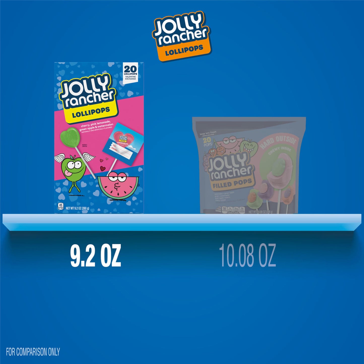 JOLLY RANCHER Assorted Fruit Flavored, Valentine's Lollipops Box, 9.2 oz (20 Pieces)