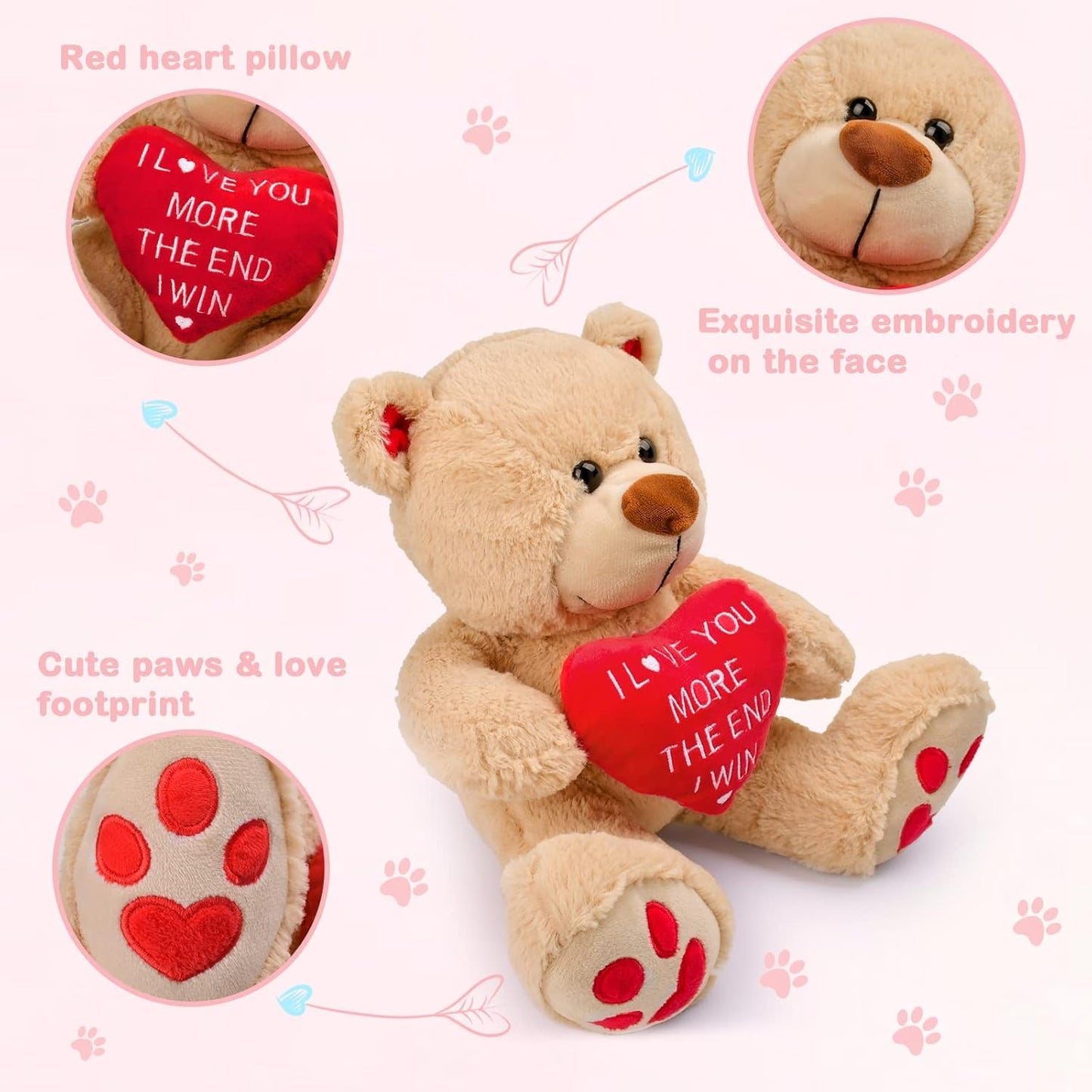 CaseTank Valentines Day Gifts for Her Kids: 10 Inches Teddy Bear Funny Cute Stuffed Animal Plush Present, Valentines Day Birthday Gifts for Him Women Girlfriend Boyfriend Wife Mom Fiancée