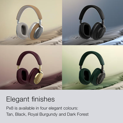 Bowers & Wilkins Px8 Over-Ear Wireless Headphones, Advanced Active Noise Cancellation, Luxurious Materials, 30-Hour Battery Life, 15-Min Quick Charging, Royal Burgundy
