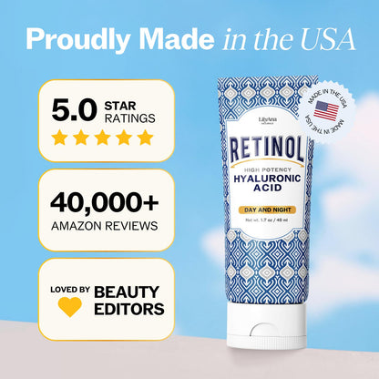 LilyAna Naturals Anti Aging Retinol Face Cream for Women – Wrinkle & Neck Cream for Firming, Retinol Moisturizer for Face with Hyaluronic Acid, Hydrating Night Cream for Fine Lines, Collagen Boost