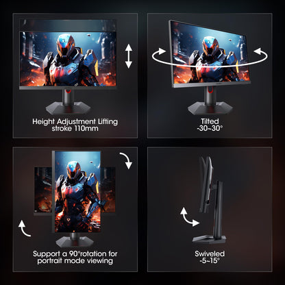 KOORUI Gaming Monitor, QHD 24" Nano IPS Monitor, 1440P 165Hz Computer Monitor, 1ms 2K PC Monitor, 100% sRGB, Adaptive Sync, Height/Tilt/Pivot Adjustment, HDMI, DisplayPort, GP01