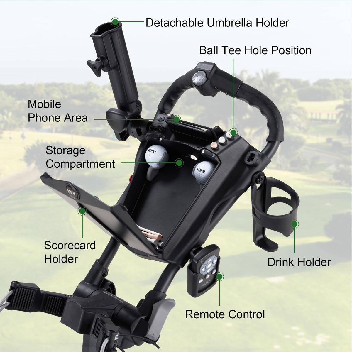 KVV Electric Golf Push Cart with Remote Control, Smallest Folding Size, Suitable for All Terrains, Lightweight and Super Compact Electric Golf Cart