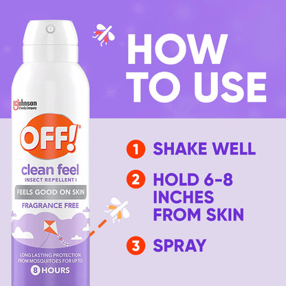 OFF! Clean Feel Insect Repellent Aerosol with 20% Picaridin, Bug Spray with Long Lasting Protection from Mosquitoes, Feels Good on Skin, 5 oz