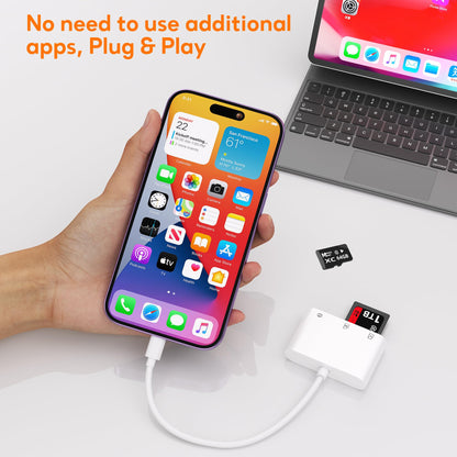 Bwttcb SD Card Reader for iPhone, Memory Card Veiwer Support SD and TF Card, USB Digital Camera Adapter for Lightning Devices Compatible with iPhone 13 12 11 and More