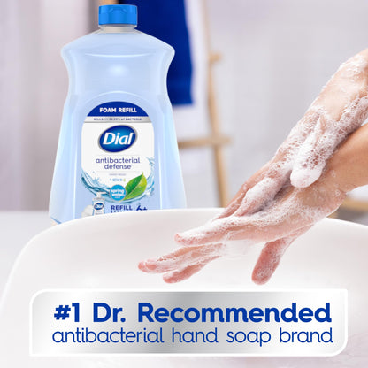 Dial Antibacterial Defense Foaming Hand Soap + Aloe, Spring Water Scent, 52 Fl Oz Hand Soap Refill, Dermatologist-Tested, Gentle on Skin