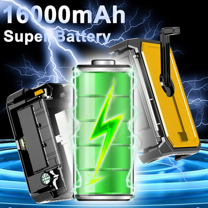 16000mAh Hand Crank Emergency Weather Radio with Wireless Speaker, 59200mWh NOAA AM FM Solar Radio with Flashlight Cell Phone Charger Reading Lamp Compass SOS for Camping and Survival (Orange)