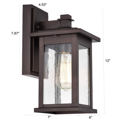 MICSIU 2 Pack Oil Rubbed Bronze Outdoor Light Fixtures, 12 Inch Exterior Wall Lighting with Clear Seedy Glass Shades, Waterproof Outside Light Fixtures for House, Porch, Entryway, Patio, Garage