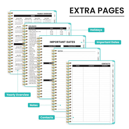 Academic Planner 2025-2026 For Women & Men, Monthly and Weekly Calendar Planner, Jul 2025 - Jun 2026, A5 (6.3" x 8.5"), Teacher Student Planning Book with Tabs, Ideal for Office School Supplies - Aquamarine