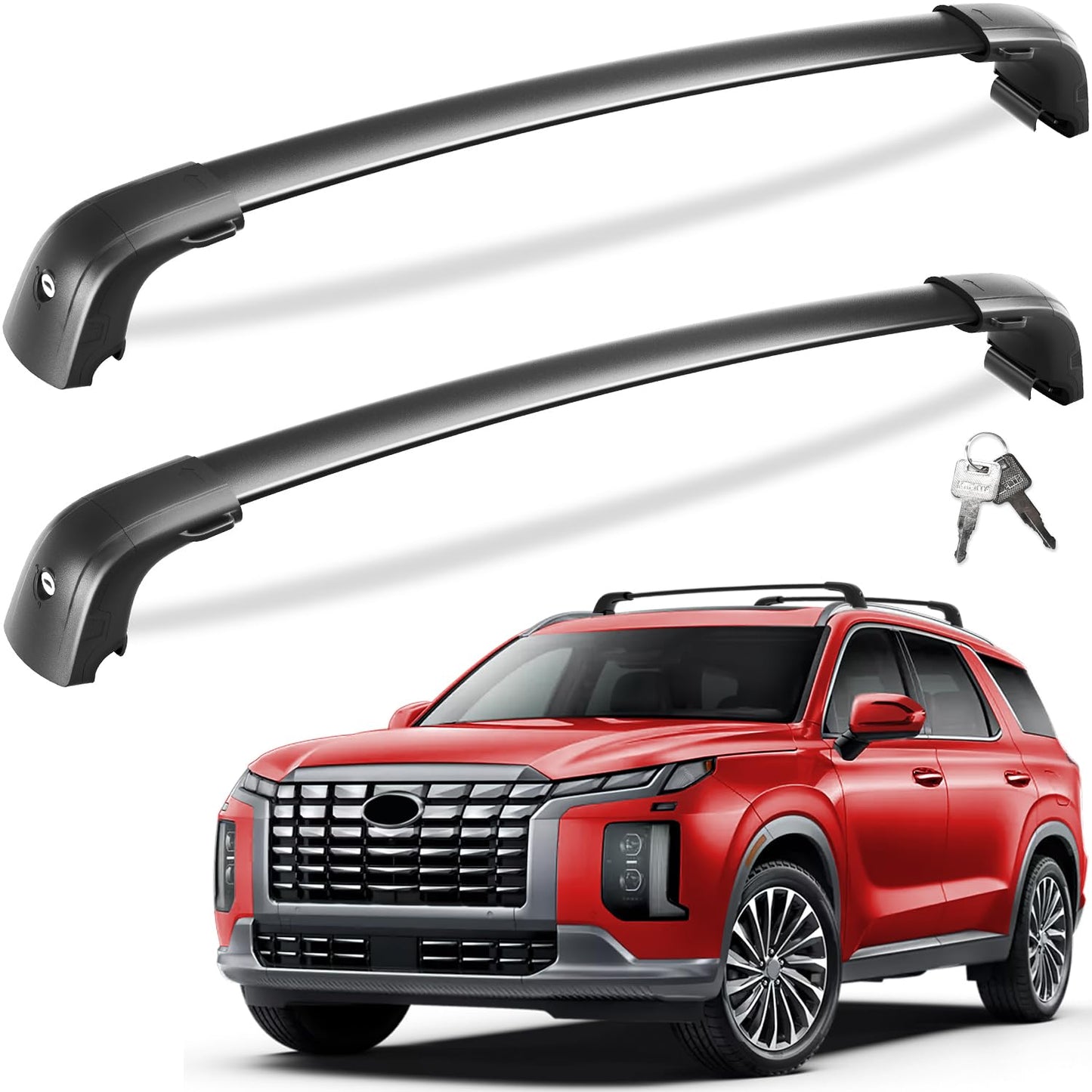 Tuyoung Roof Rack Cross Bars Compatible with Hyundai Palisade 2019-2025 SE SEL XRT Limited Calligraphy, 220lbs Lockable Heavy Duty Anti-Theft Aluminum Rails Crossbars Cargo Carrier Bag