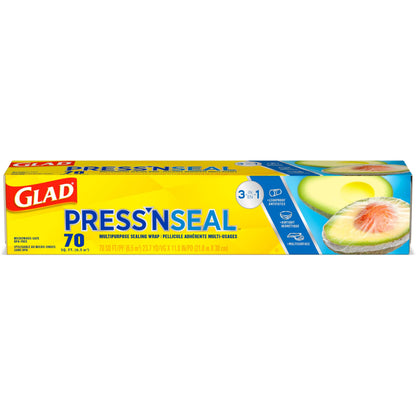 Glad Press'N Seal Food Plastic Wrap, 70 Square Foot Roll (Package May Vary)